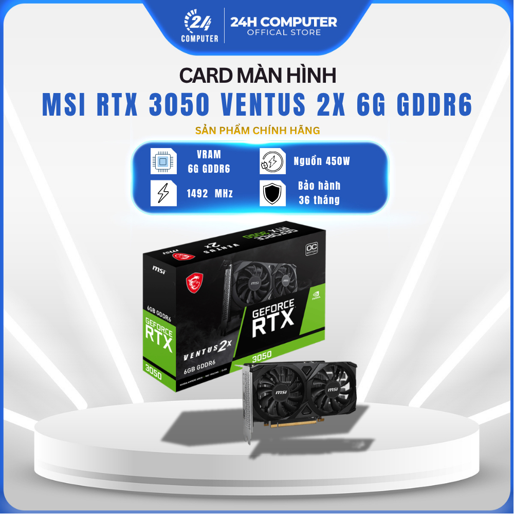 [ FULL VAT ] CARD MÀN HÌNH MSI VENTUS 2X-COLORFUL RTX 3050 6GB GDDR6 NEW | CHÍNH HANG| BẢO HÀNH 36 THÁNG