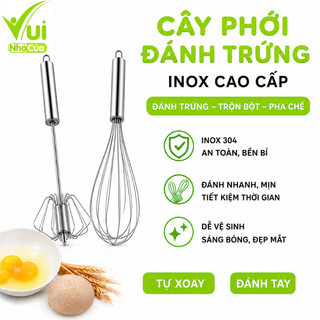 Cây Phới Đánh Trứng Inox 304 Cao Cấp Cầm Tay GD183 - Phới Đánh Trứng Inox Cầm Tay Và Tự Xoay GD184