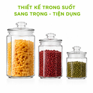 Hũ Thủy Tinh Đựng Đồ Khô Có Nắp Đậy Kín GD176 - Hũ Đựng Ngũ Cốc Đậu Hạt Gia Vị Bánh Kẹo Cà Phê