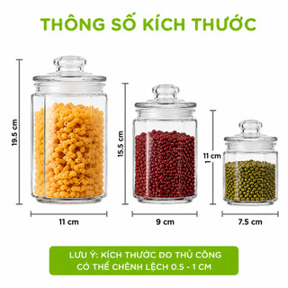 Hũ Thủy Tinh Đựng Đồ Khô Có Nắp Đậy Kín GD176 - Hũ Đựng Ngũ Cốc Đậu Hạt Gia Vị Bánh Kẹo Cà Phê