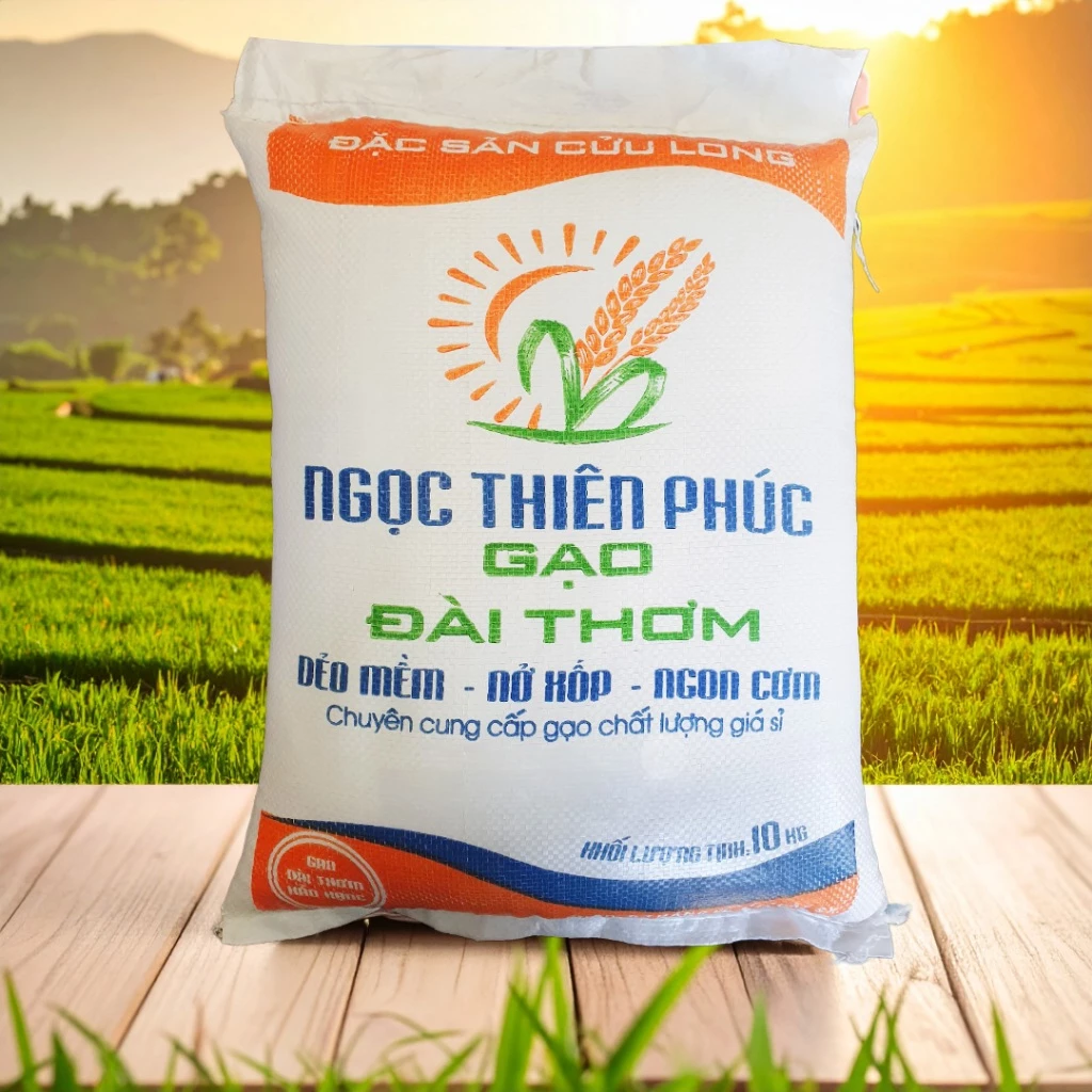 Gạo Đài Thơm 10kg Dẻo Nhiều Ngọc Thiên Phúc - 20% Tấm ST25, 80% Thơm Lài Dẻo Nở Mềm Cơm