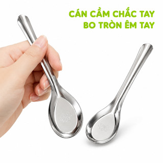 Thìa Ăn Cơm Inox 304 Bông Sen Cao Cấp GD181 - Muỗng Ăn Cơm Inox 304 Hoa Văn Bông Sen Chống Bám Bẩn