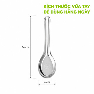 Thìa Ăn Cơm Inox 304 Bông Sen Cao Cấp GD181 - Muỗng Ăn Cơm Inox 304 Hoa Văn Bông Sen Chống Bám Bẩn