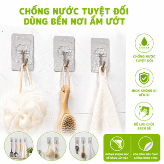 Vỉ 9 Móc Treo Dán Tường Chịu Lực Siêu Dính GD195 - Miếng Dán Tường Treo Quần Áo Chịu Lực Vỉ 9 Chiếc