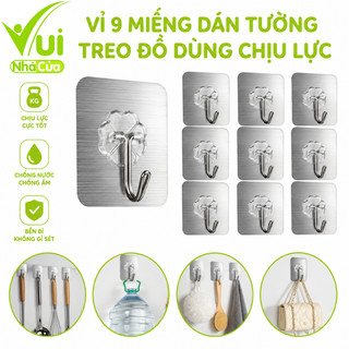 Vỉ 9 Móc Treo Dán Tường Chịu Lực Siêu Dính GD195 - Miếng Dán Tường Treo Quần Áo Chịu Lực Vỉ 9 Chiếc