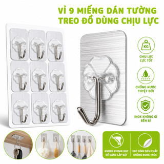 Vỉ 9 Móc Treo Dán Tường Chịu Lực Siêu Dính GD195 - Miếng Dán Tường Treo Quần Áo Chịu Lực Vỉ 9 Chiếc