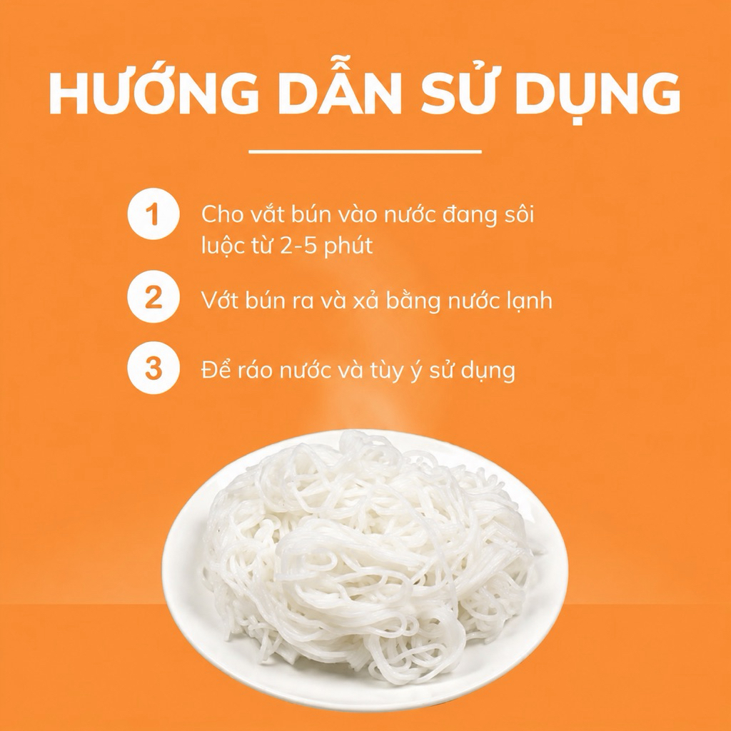Bún Vắt Miền Miền - Bún Tươi Sấy Khô Thơm Ngon dai mềm, Làm Hoàn Toàn Từ Gạo 350g đặc sản Hải Dương
