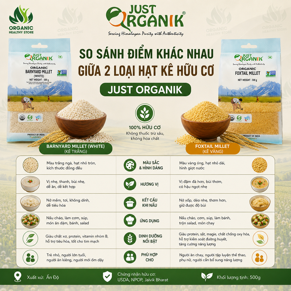 Hạt Kê Hữu Cơ Just Organik Millet - Cho Bé Ăn Dặm