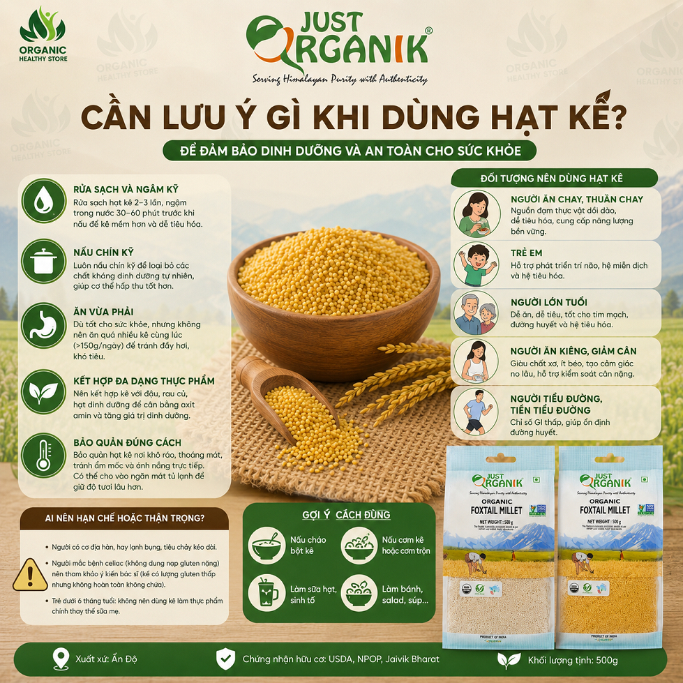 Hạt Kê Hữu Cơ Just Organik Millet - Cho Bé Ăn Dặm