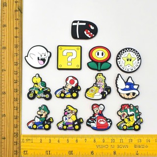 Set Charm Super Mario Kart Deluxe 15 Món Mario Luigi Peach Bowser Wario Toad Trang Trí Dép- Charm dẻo
