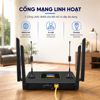 Bộ Phát WiFi 6 Từ SIM 4G Có Màn Hình LCD | Ăng Ten SMA Rời | Vỏ Kim Loại | Router 4G LTE R611 Ultra