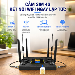 Bộ Phát WiFi 6 Từ SIM 4G Có Màn Hình LCD | Ăng Ten SMA Rời | Vỏ Kim Loại | Router 4G LTE R611 Ultra