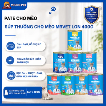 [COMBO 6 ] Pate Mrvet Lon 400g Cho Mèo, Pate Cho Mèo - Dưỡng Lông Mượt, Bổ Sung Vitamin, Tăng Cường Miễn Dịch - Micro