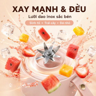 Máy Xay Sinh Tố Cầm Tay Xiaomi Qcooker, Xay Hoa Quả Công Suất Lớn, Chất Liệu An Toàn[ Tặng kèm nắp quai xách]