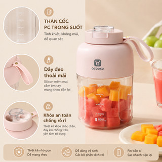 Máy Xay Sinh Tố Cầm Tay Xiaomi Qcooker, Xay Hoa Quả Công Suất Lớn, Chất Liệu An Toàn[ Tặng kèm nắp quai xách]