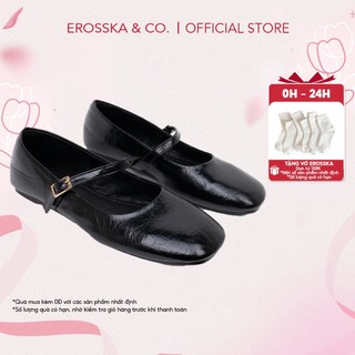 Erosska - Giày búp bê nữ hottrend balletcore đế bệt màu nâu cao 1cm - EL109
