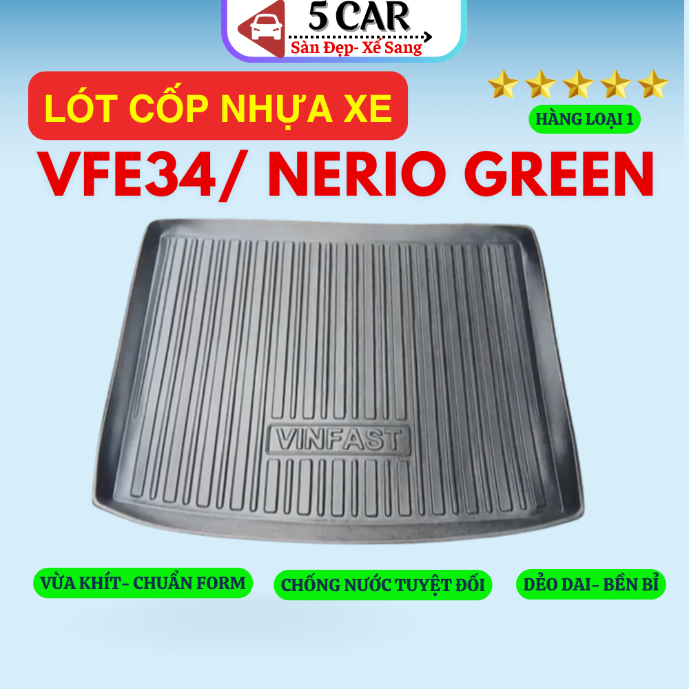 LÓT CỐP xe VINFAST VFE34/HERIO GREEN 2022 - NAY nhựa dẻo siêu đẹp, siêu bền, chống thấm nước, không mùi, vừa khít