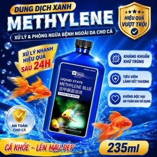 Dung Dịch Đậm Đặc Xanh Methy Lene Blue 235ml Xử Lý Và Phòng Ngừa Các Bệnh Ngoài Da Cho Cá, Sát Khuẩn