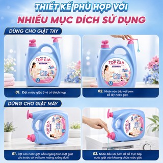 [Deal Mở Bán] Can Nước Giặt TopGia 2 Vòi 5.3KG, An Toàn Lưu Hương 100H, Đậm Đặc Làm Sạch Nhanh