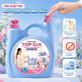 [Deal Mở Bán] Can Nước Giặt TopGia 2 Vòi 5.3KG, An Toàn Lưu Hương 100H, Đậm Đặc Làm Sạch Nhanh