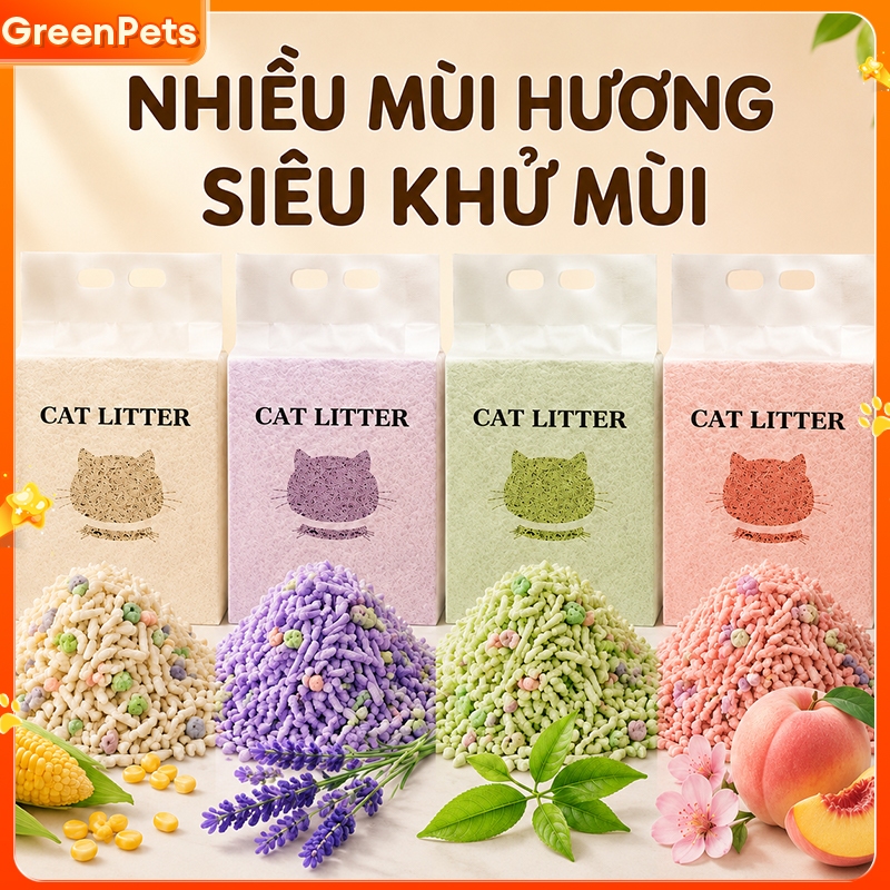 Đậu phụ trộn với cát vệ sinh cho mèo làm từ bentonite 6L Vón Cục Nhanh Không Bụi Khử Mùi Thấm Hút An Toàn