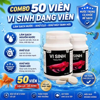 Combo 50 Viên Vi Sinh Cao Cấp Làm Trong Nước Bể Cá, Khử Clo, Viên Nén Sủi Làm Sạch Bảo Vệ Cá