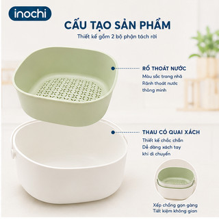 Bộ thau rổ có quai xách Inochi Yoko 27cm