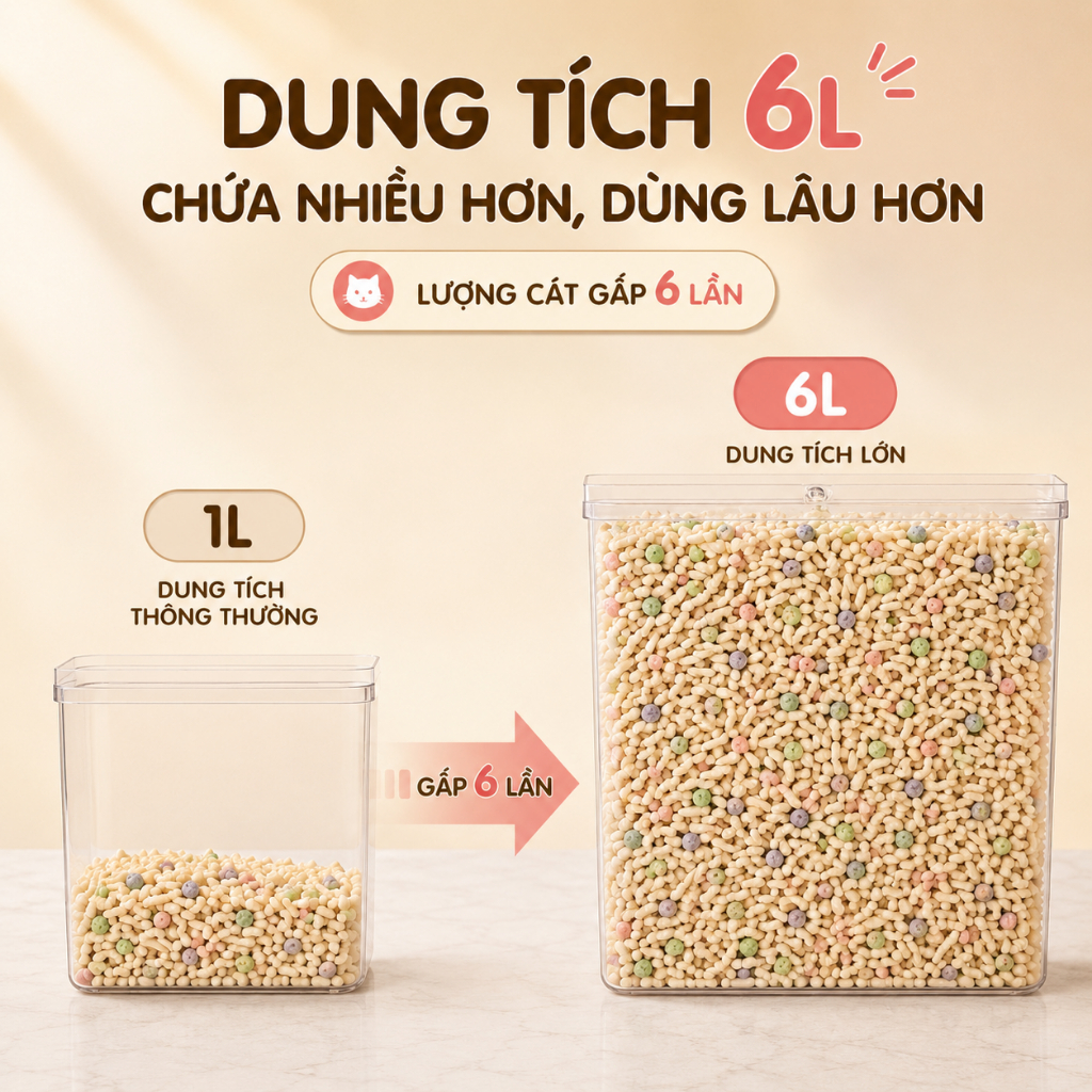Đậu phụ trộn với cát vệ sinh cho mèo làm từ bentonite 6L Vón Cục Nhanh Không Bụi Khử Mùi Thấm Hút An Toàn