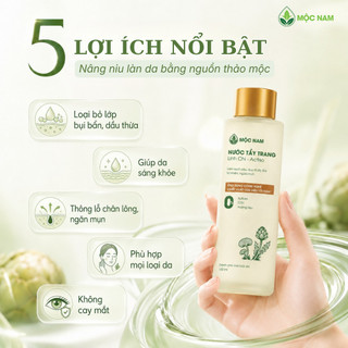 Nước tẩy trang linh chi Actiso Mộc Nam - Double Phase làm sạch sâu, dưỡng da ẩm mịn (150ml)