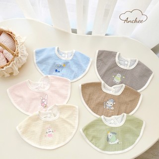 Set 3 yếm chống thấm xô muslin cho bé, nhiều màu xinh xắn Anchee