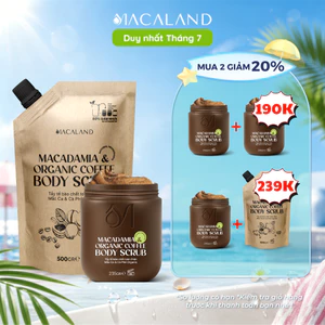 Tẩy Tế Bào Chết Body Scrub Cà Phê Organic - Mắc Ca 235g/500g MACALAND Dưỡng Ẩm, Chăm Da Sáng Mịn