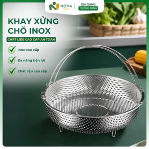 Xửng Hấp Inox Đa Năng Có Tay Cầm Chân Đế Lỗ Thoát Nước Nhanh 4In1 Hấp Luộc Chiên Tiện Dụng Bền Đẹ