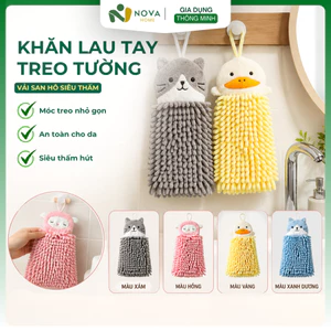 Khăn Lau Tay Treo Tường Vải San Hô Siêu Thấm Nước Hình Thú Dễ Thương Mềm Mịn Nhanh Khô Cho Nhà Bếp