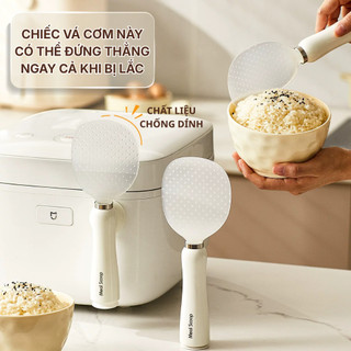 Vá Xới Cơm Chống Dính Từ Tính, Muỗng Múc Cơm Có Đế Hít Gắn Nồi Cơm Tiện Lợi