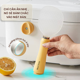 Vá Xới Cơm Chống Dính Từ Tính, Muỗng Múc Cơm Có Đế Hít Gắn Nồi Cơm Tiện Lợi