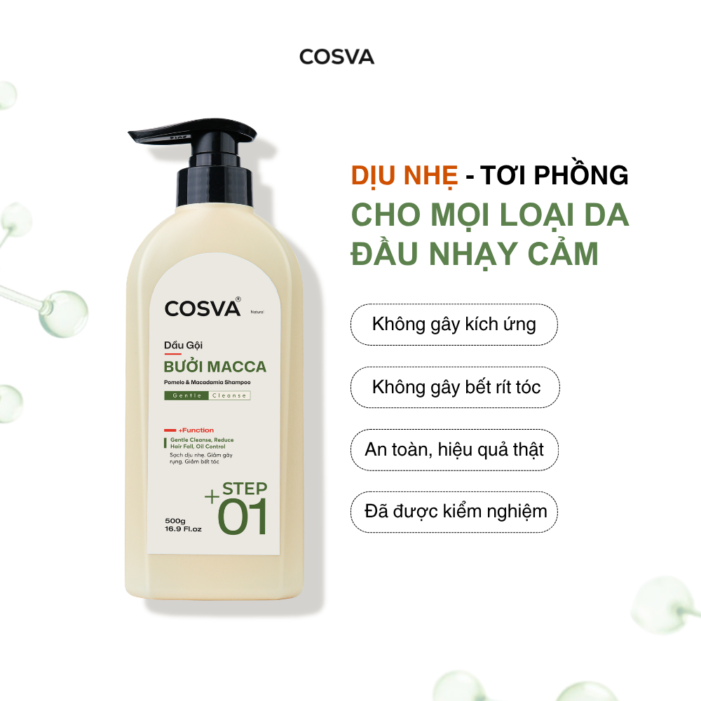 Dầu Gội Bưởi Macca Cosva 500ml Giảm Rụng Tóc Dành Cho Tóc Hư Tổn Khô Xơ