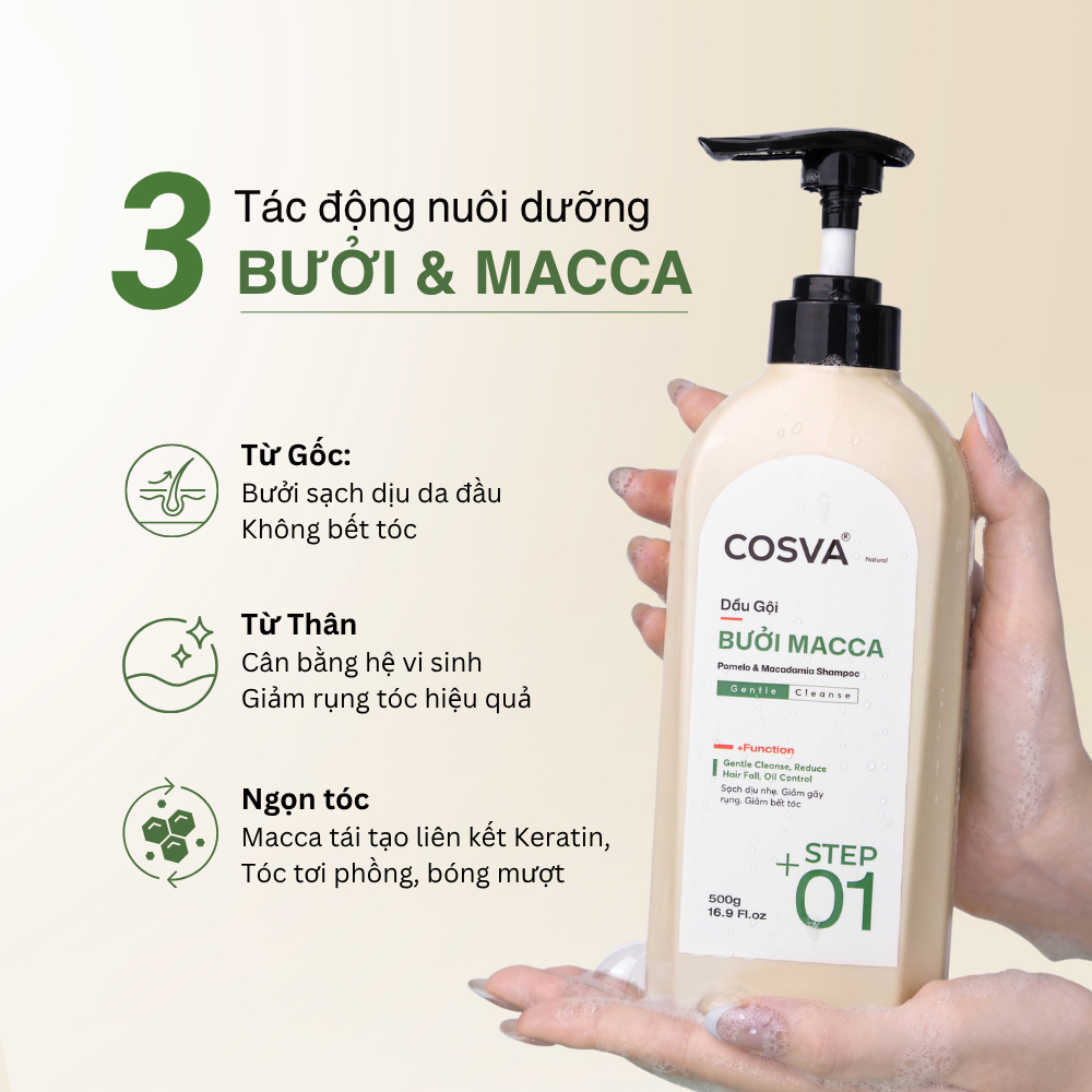 Dầu Gội Bưởi Macca Cosva 500ml Giảm Rụng Tóc Dành Cho Tóc Hư Tổn Khô Xơ