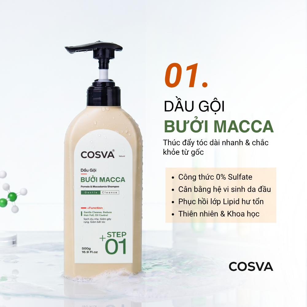 Dầu Gội Bưởi Macca Cosva 500ml Giảm Rụng Tóc Dành Cho Tóc Hư Tổn Khô Xơ