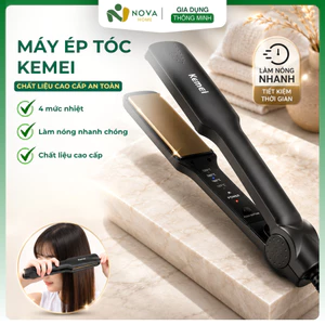 Máy Ép Duỗi Tóc Kemei 4 Mức Nhiệt Làm Nóng Siêu Tốc, Công Nghệ Gốm Tuamalin, Tóc Thẳng Mượt, Giảm Hư Tổn