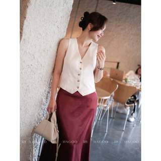 Áo gile dáng suông basic HAGOO 2 lớp chất liệu linen phong cách lịch sự trang trọng [A8167]