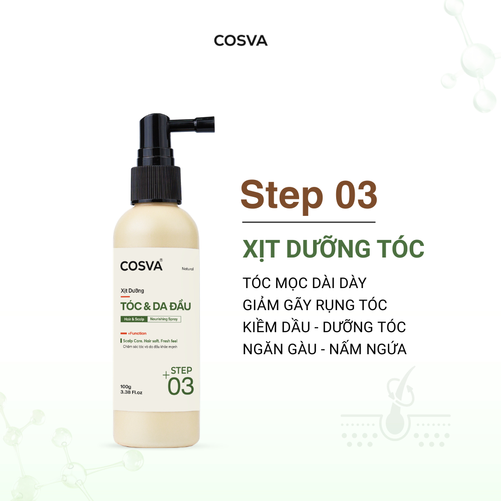 Xịt Dưỡng Tóc Và Da Đầu Cosva 100ml Giảm Rụng, Kích Thích Mọc Tóc, Phục Hồi Tóc Yếu