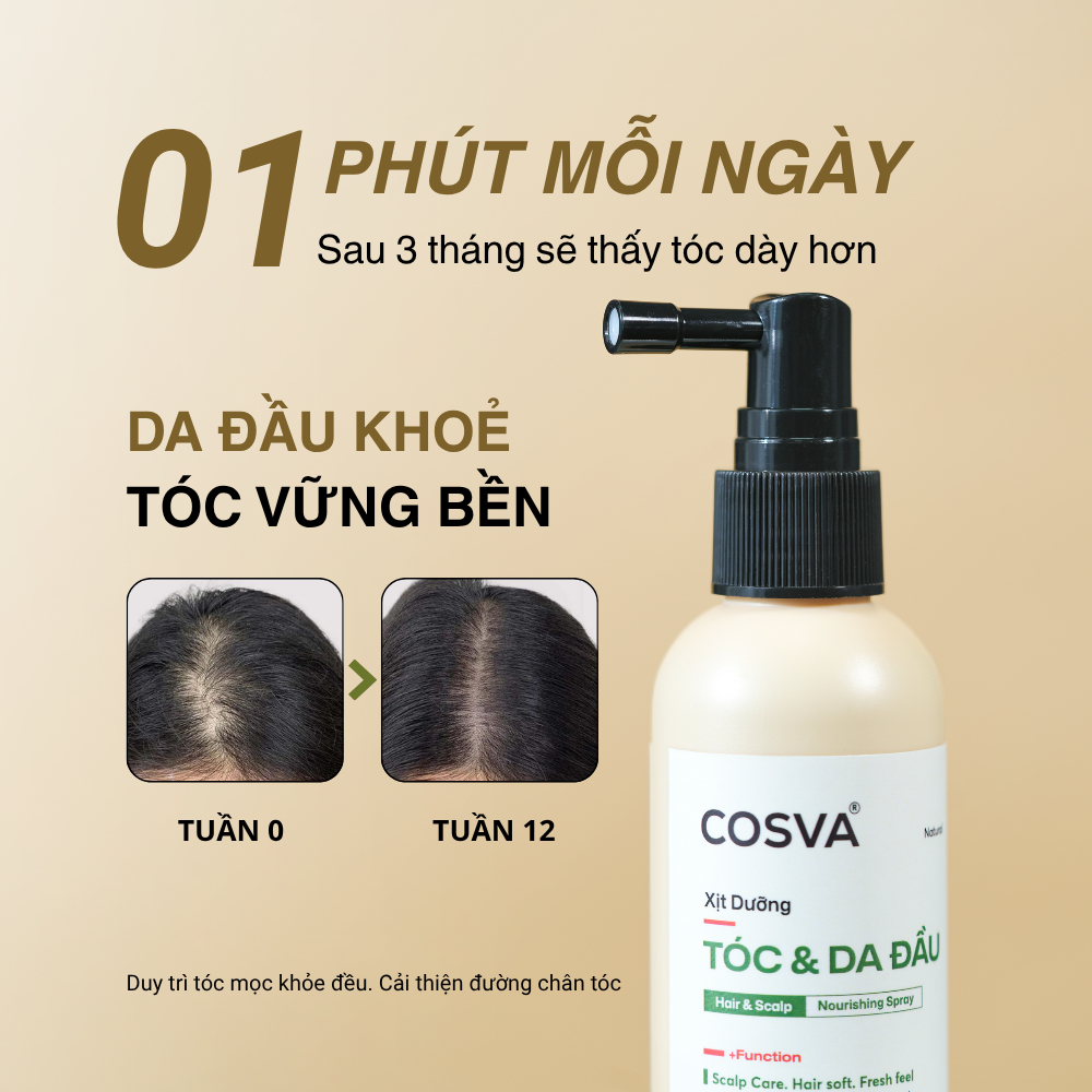 Xịt Dưỡng Tóc Và Da Đầu Cosva 100ml Giảm Rụng, Kích Thích Mọc Tóc, Phục Hồi Tóc Yếu