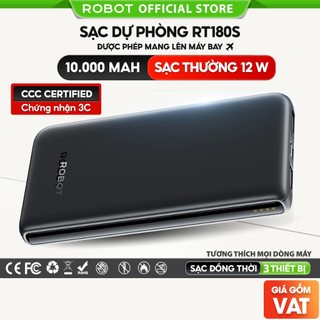 [Chứng nhận 3C] Pin sạc dự phòng RT180s 10000mAh ROBOT chính hãng bảo hành 12 tháng