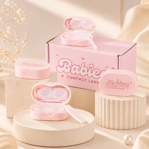 Khay Gương BABIEE, Dụng Cụ Đựng Kính Áp Tròng Màu Hồng Xuẩt Sứ Hàn Quốc