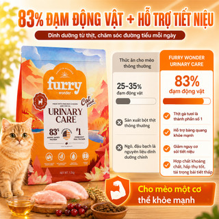 Thức Ăn Hạt Cho Mèo Furry Wonder Urinary Care 1.5kg – 83% Protein Từ Động Vật, Hỗ Trợ Tiết Niệu
