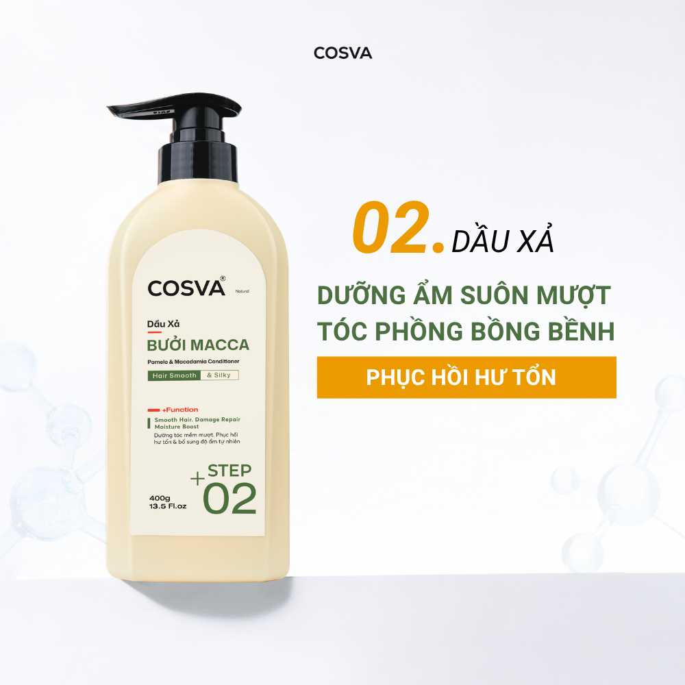 Dầu Xả Bưởi Macca Cosva 400ml Phục Hồi Tóc Hư Tổn Mềm Mượt Giảm Xơ Rối Tóc