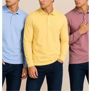 Áo polo nam dài tay JASEY, Áo mùa thu và đông chất liệu dệt kim 3 màu vàng, đỏ, xanh chuẩn size 2121