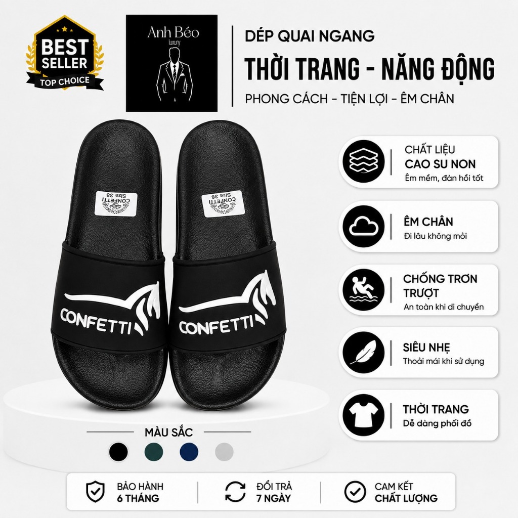 Dép nam quai ngang Cao Su Non Mềm Êm Chân Chống Trượt Dép Nam Thời Trang Cao Cấp Size 36-44