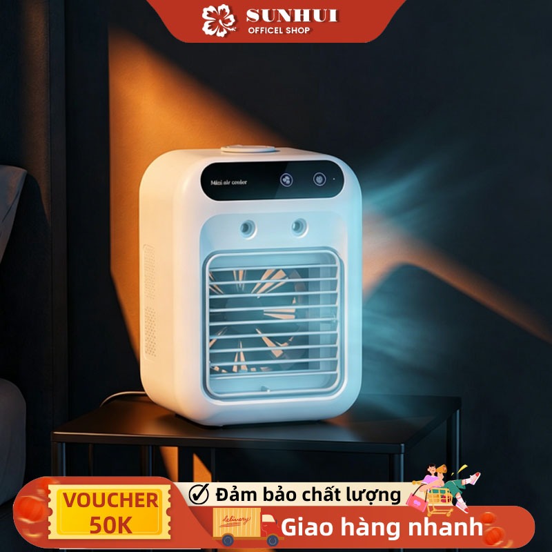 [Giao nhanh] Quạt điều hòa phun sương tích điện mini 500ml, 2 tốc độ gió, phun sương siêu mát Pin Dùng 2-4H