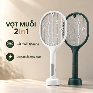 [SIÊU RẺ] Vợt Muỗi 2in1 Kiêm Đèn Bắ.t Muỗi Thông Minh Sạc USB p.in 2000mAh Di.ệt Muỗi Cao Cấp